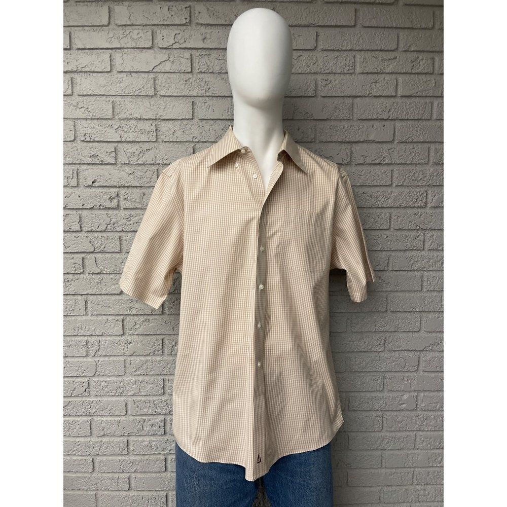 Nordstrom Smartcare Wrinkle-Free Short Sleeve Checkered Shirt Size 16 1/2 NWOT